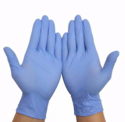 latex gepoederd blauwe handschoenen